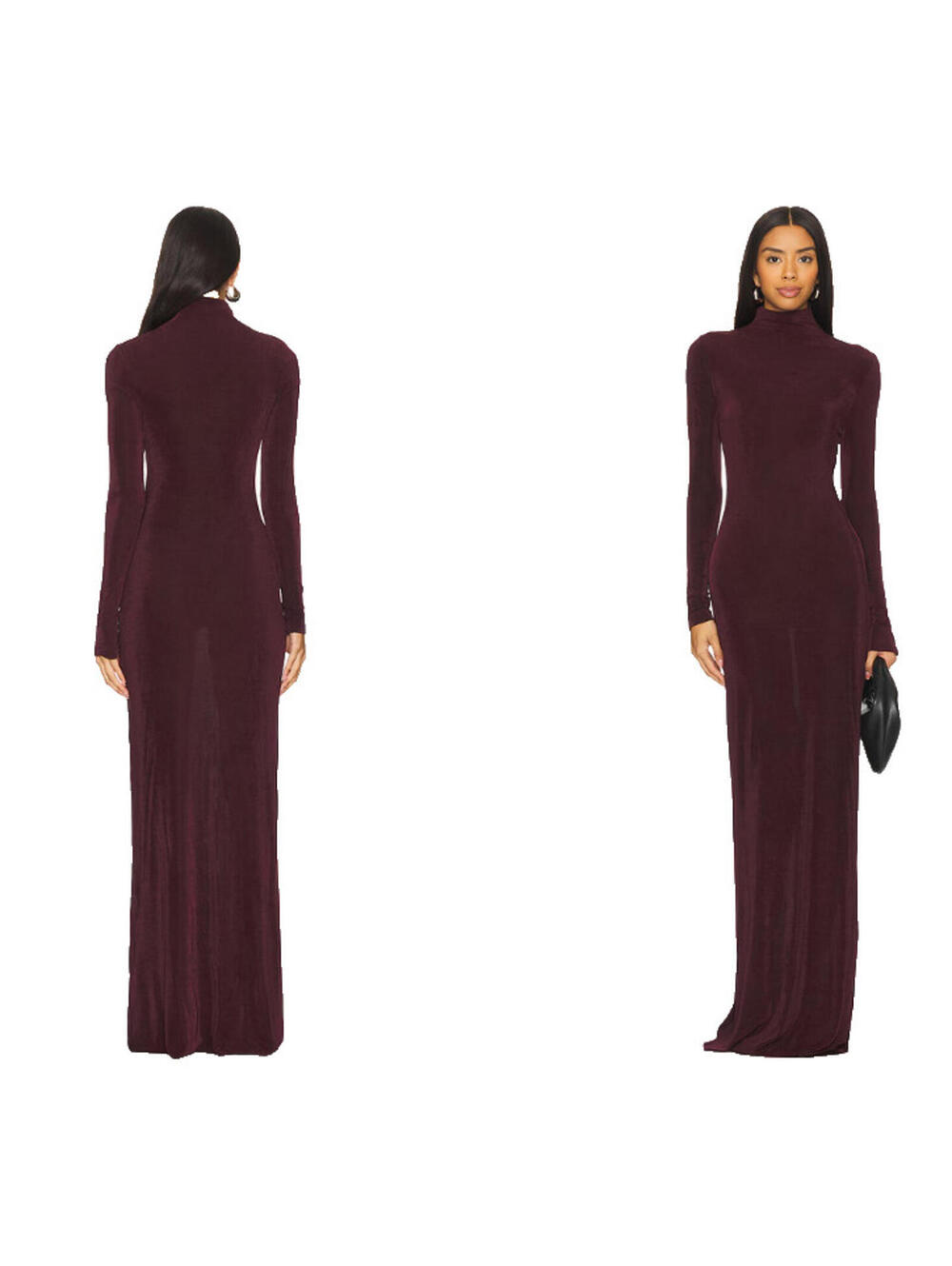 SEROYA Kim Maxi Long Sleeve Dress in Merlot size medium $298msrp - Picture 2 of 6